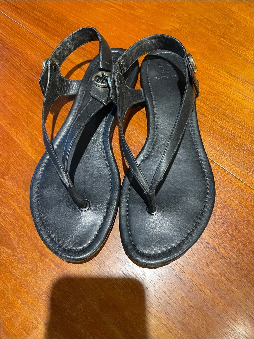 Tory Burch black leather Minnie travel convertible thong sandals 8.5